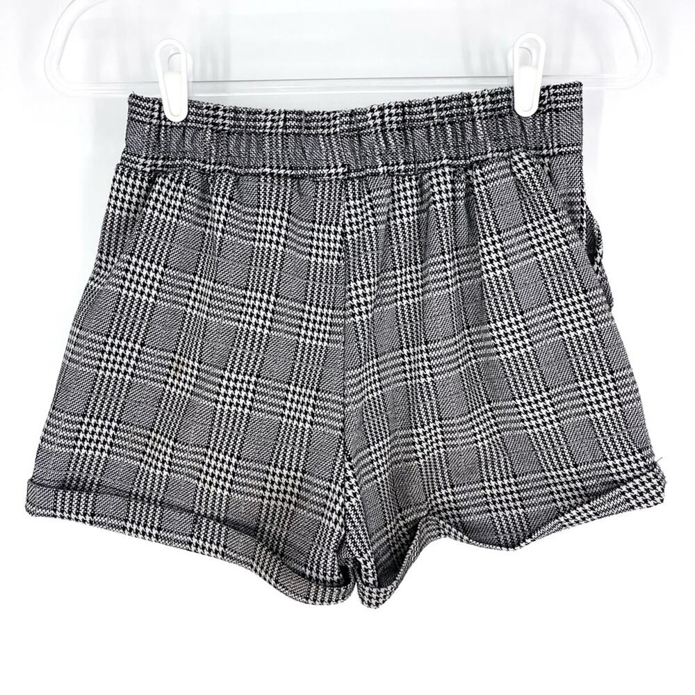 Haute Monde Glen Plaid Cuffed Shorts High Rise Beige Black Size Small - Picture 2 of 7